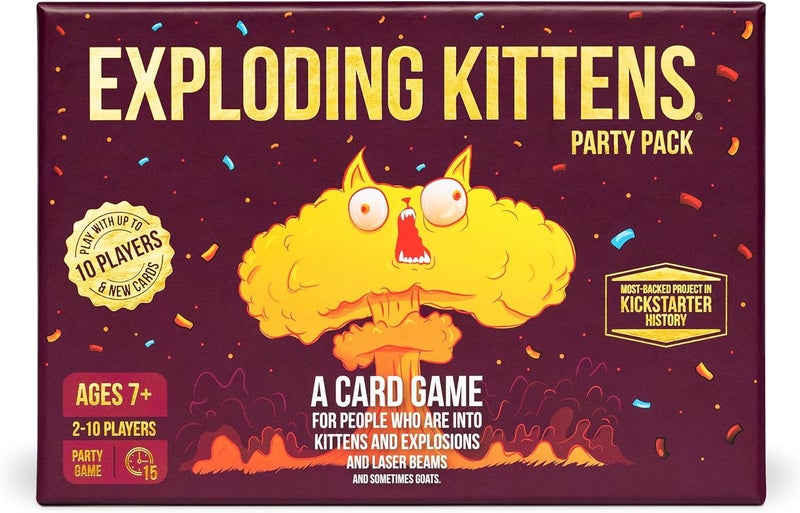 Exploding Kittens حزمة الحفلة - 2-10 لاعبين - أعمار 7+ - 15 دقيقة للعب - لعبة بطاقات للحفلات والعائلة للأطفال والبالغين - Image 1